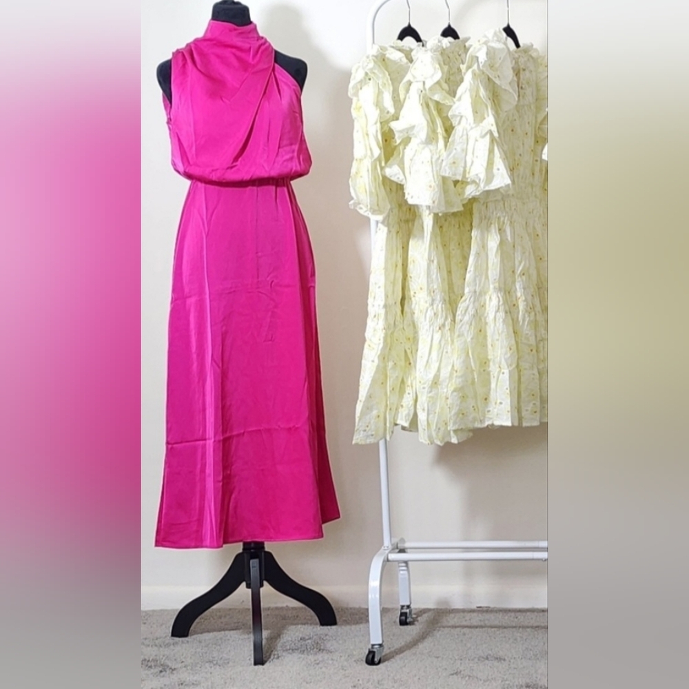 Satin women midi/maxi dress in purple